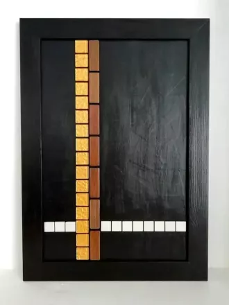 Tableau noir, bois et or _ 37 x 52 cm